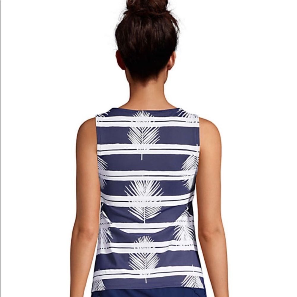 Land’s End high neck tankini top blue feather print soft foam cup bra Various - Picture 3 of 3